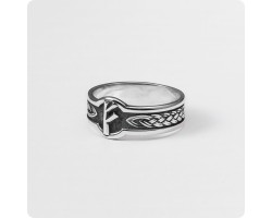 Кольцо с руной Феху (Феу) из серебра-foto2