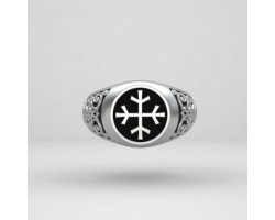 Защитное кольцо - перстень с четырьмя рунами Альгиз