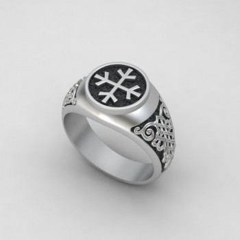 Защитное кольцо - перстень с четырьмя рунами Альгиз
