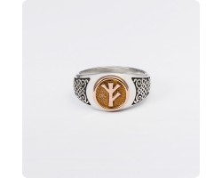 Кольцо с рунами Феху и Альгиз - оберег Обретения имущества-foto3