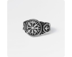 Кольцо с руническим компасом Вегвизир и рунами Тейваз (Тюр) - Путь Воина-foto5