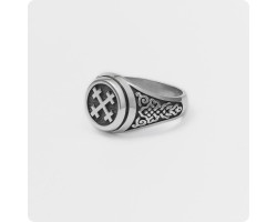 Кольцо с оберегом Крест Мары (Марены) из серебра-foto2