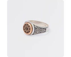 Кольцо Меч острием вниз из серебра с золотом-foto2