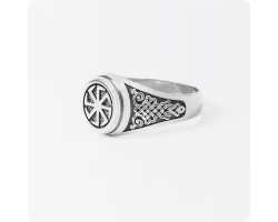Кольцо с оберегом Коловрат из серебра-foto2