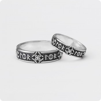 Славянское обручальное кольцо со Свадебником из серебра