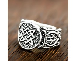 Кольцо Оберег Звезда Руси (Квадрат Сварога) из серебра-foto6