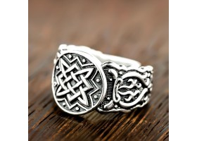 Кольцо Оберег Звезда Руси (Квадрат Сварога) из серебра-foto6