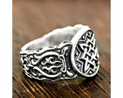 Кольцо Оберег Звезда Руси (Квадрат Сварога) из серебра-foto3