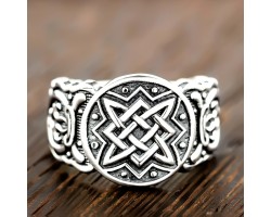 Кольцо Оберег Звезда Руси (Квадрат Сварога) из серебра-foto2