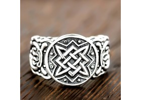 Кольцо Оберег Звезда Руси (Квадрат Сварога) из серебра-foto2