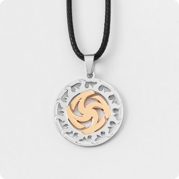 Оберег Вайга (Символ Тары) из серебра с золотом в Солнечном Круге