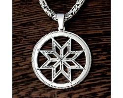 Оберег Алатырь из серебра в круге-foto2