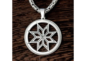 Оберег Алатырь из серебра в круге-foto2