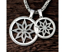 Оберег Алатырь из серебра в круге-foto3