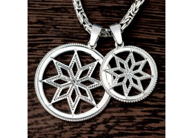 Оберег Алатырь из серебра в круге-foto3