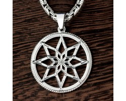 Оберег Алатырь-щит из серебра в круге-foto2