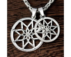 Оберег Алатырь-щит из серебра в круге-foto3