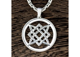 Оберег Звезда Руси (Квадрат Сварога) из серебра в круге-foto2