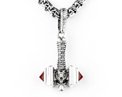 Молот-Русич с Медведем из серебра с камнем-foto2