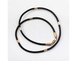 Кожаный шнур с золотыми вставками-foto2